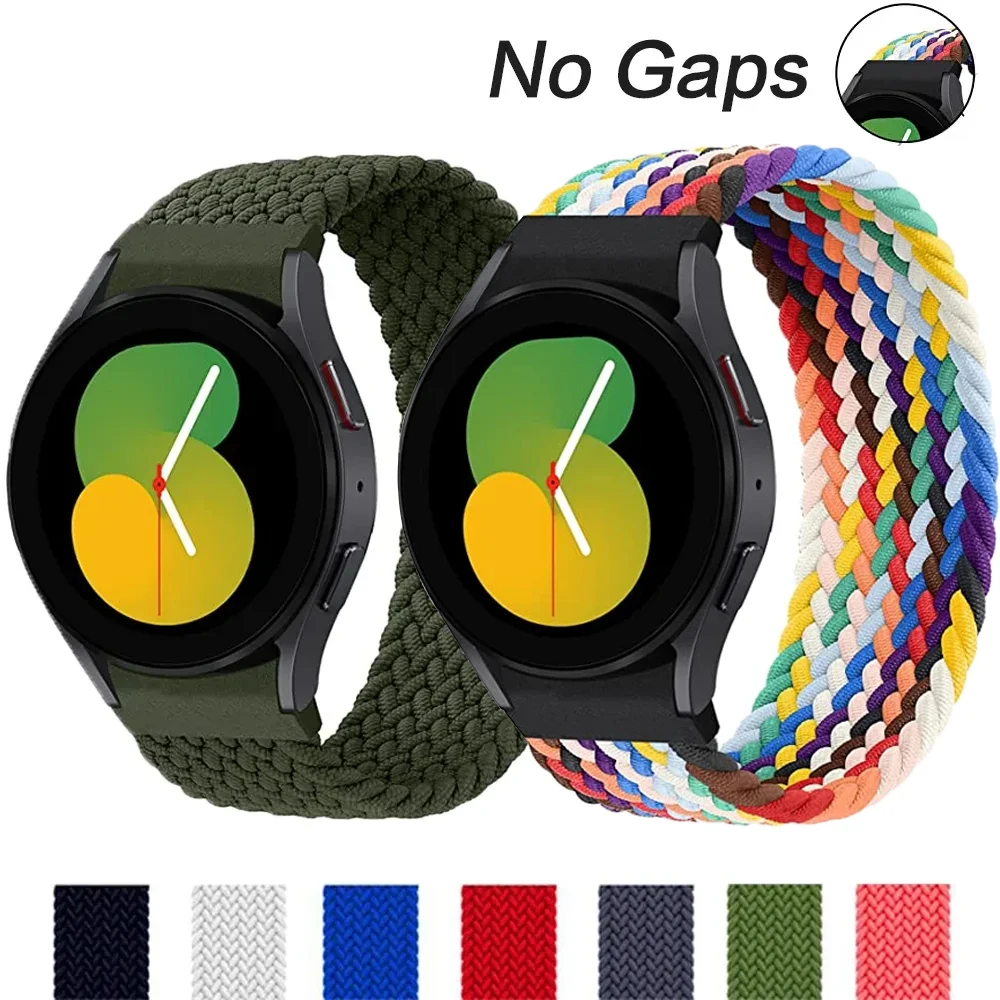 No Gaps Band For Samsung Galaxy Watch 4 5 6 44mm 40mm 4 classic 46mm Braided solo loop correa Bracelet Galaxy 5 Pro 45mm strap