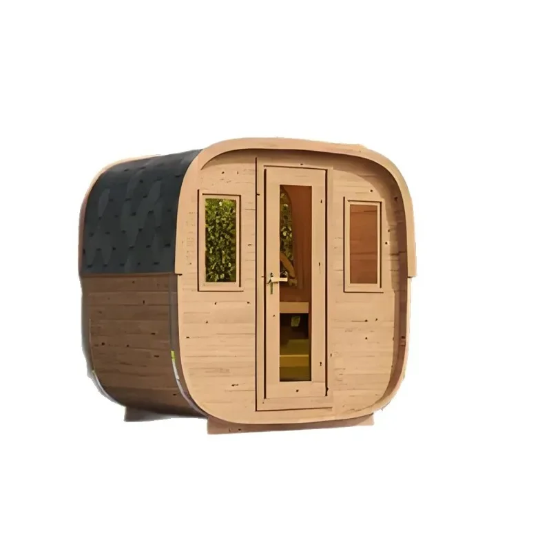 Outdoor portable solid wood cubic steam sweat steaming log cabin electric stove heating sauna optional wood stove