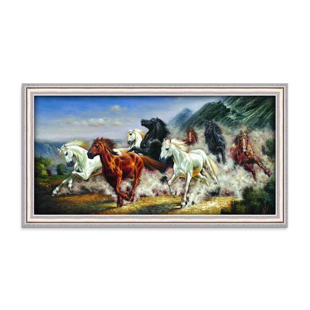 Famous Chinese Wall Art Work Running 8 Horse Oil Painting for Living Room