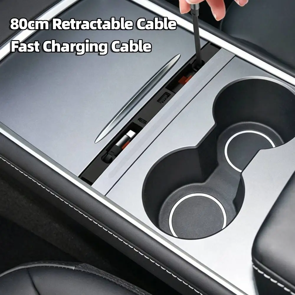 Electric Vehicle Docking Station Center Console Retractable Fast Charger Accessories for Tesla Model3 2021-2023 ModelY 2021-2024