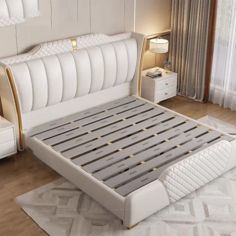 سرير مزدوج أبيض حديث من الخشب إطار فاخر عالي الجودة سرير مزدوج فتاة نوم أثاث Letti Matrimoniali لغرفة النوم