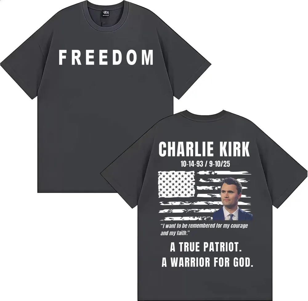 باتريوت أمريكي حقيقي محارب حقيقي لله تشارلي كيرك تي شيرت للرجال والنساء عتيق بأكمام قصيرة تي شيرت كبير الحجم ملابس الشارع #5