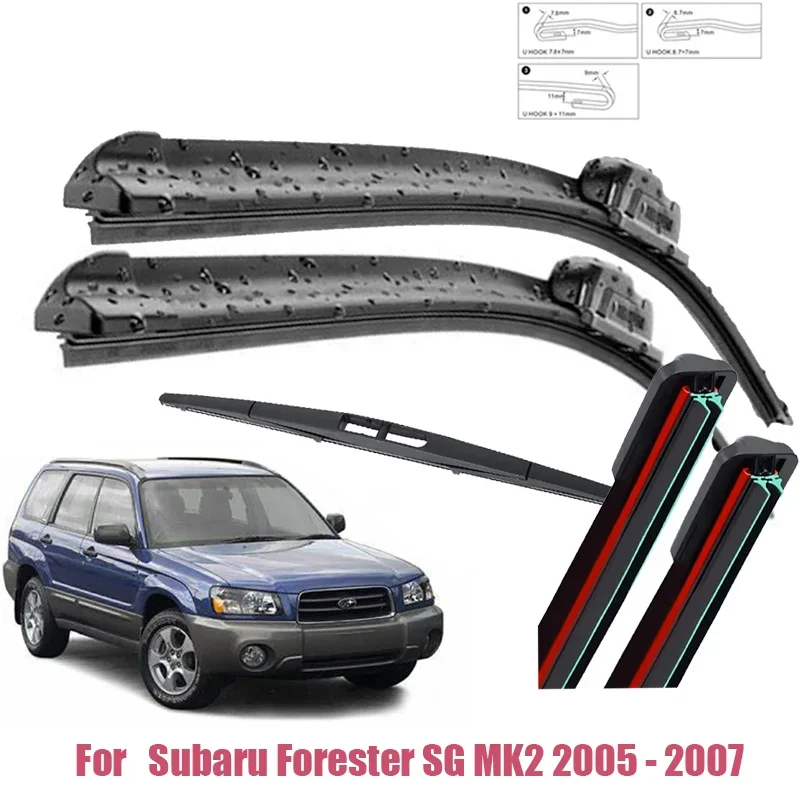 

Wiper Front & Rear Wiper Blades Set Kit For Subaru Forester SG MK2 2005 - 2007 Windscreen Windshield Window 21"+19"+14"