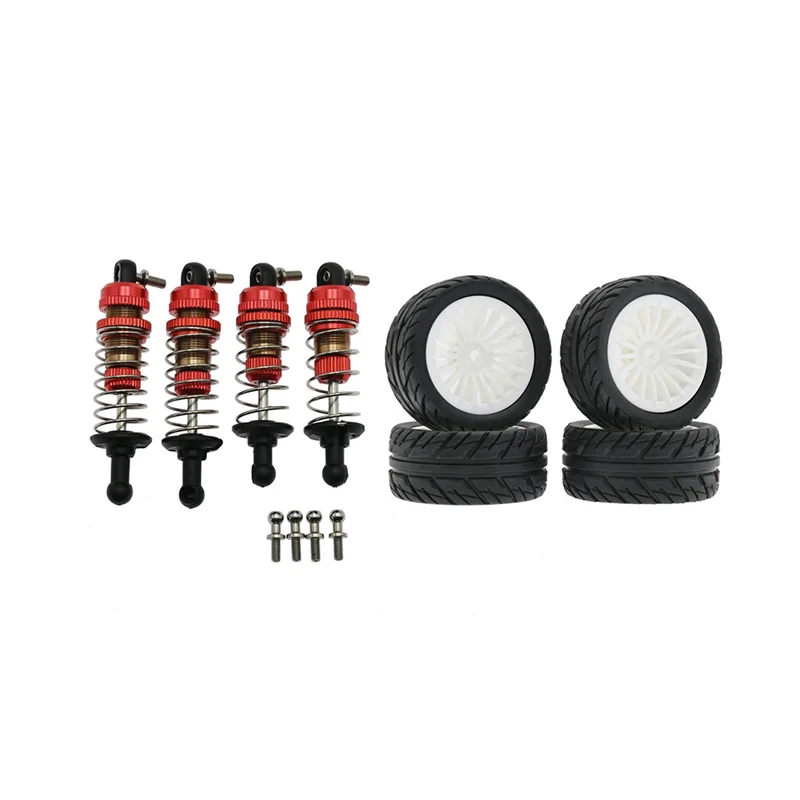 Ammortizzatore in metallo e set di pneumatici in gomma per SG1603 SG1604 SG1605 UDIRC UD1601 UD1602 UD1603 1/16 RC parti di automobili, bianco