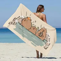 Capybara Microfiber Beach Towel Flower Bath Towel 100x200cm Quick Drying Sand Free Proof Pool Towels Lounge Cover for Women