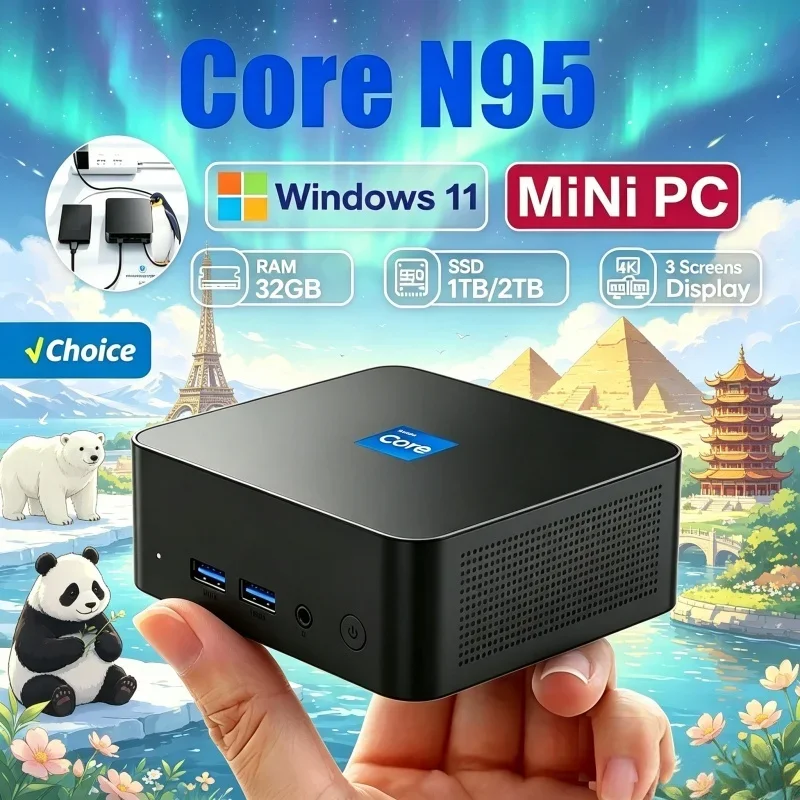 Novate 2026 Streamlined MINI PC Windows 11 Pro Core N95 16GB RAM 1TB SSD WIFI 6 BT5.2 4K HD Lithe Diversion Gaming Home Learning