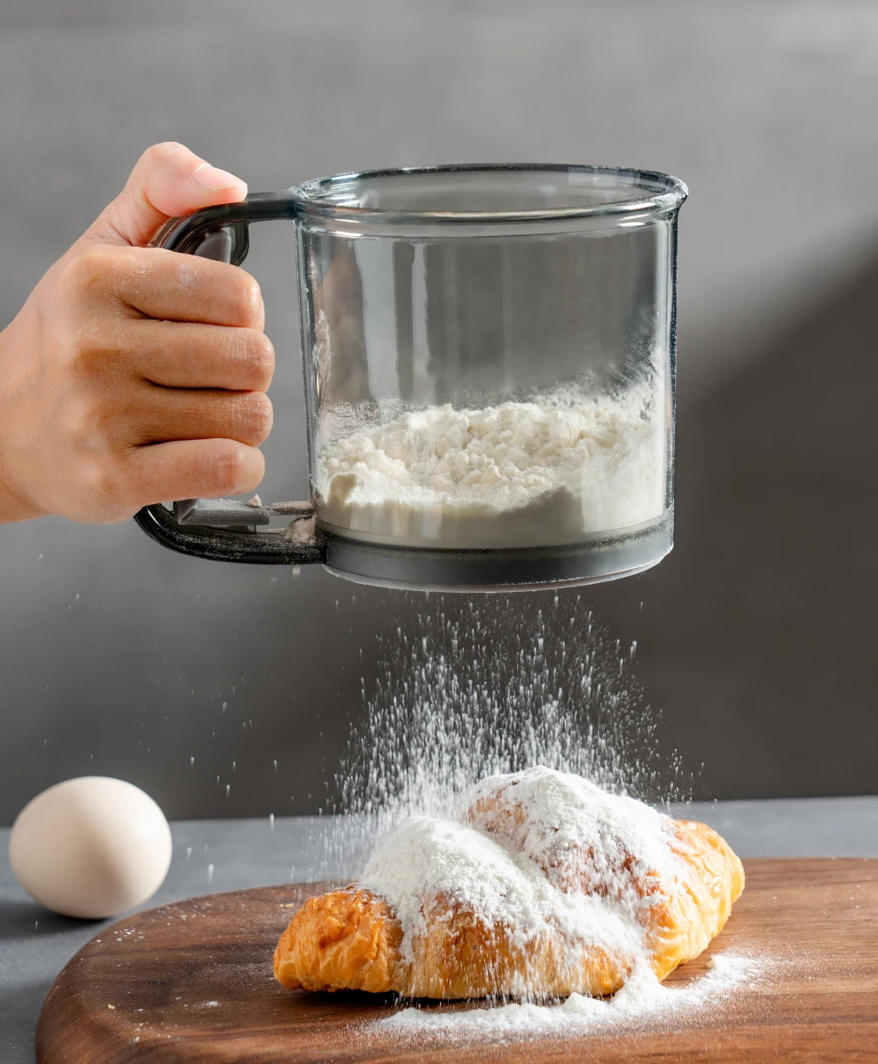 Cup Shaped Flour Sieve Double-Layer Handheld SemiAutomatic Household Flour Filter Screen Baking Tool Leak Screen Baking specific
