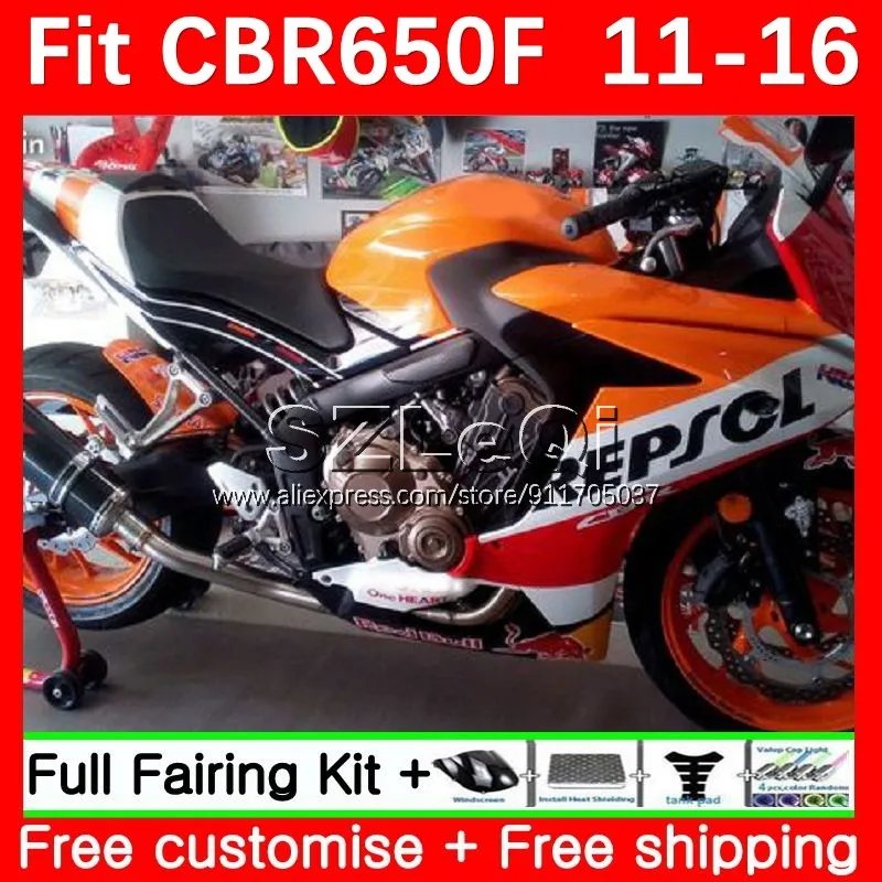 Injection + Decal For HONDA CBR Repsol orange 650F 650 CBR650 F CBR650F 11 12 13 14 41No.23 CBR-650F 2015 2016 2017 2018 Fairing