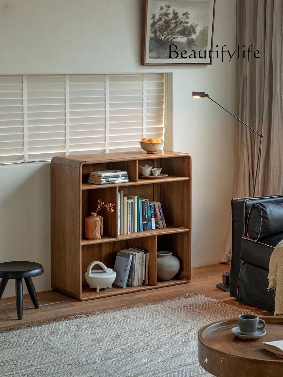 

Teak Bookcase \Mid-Ancient Retro Style All Solid Wood Floor Wall Free Combination Integrated Bookcase