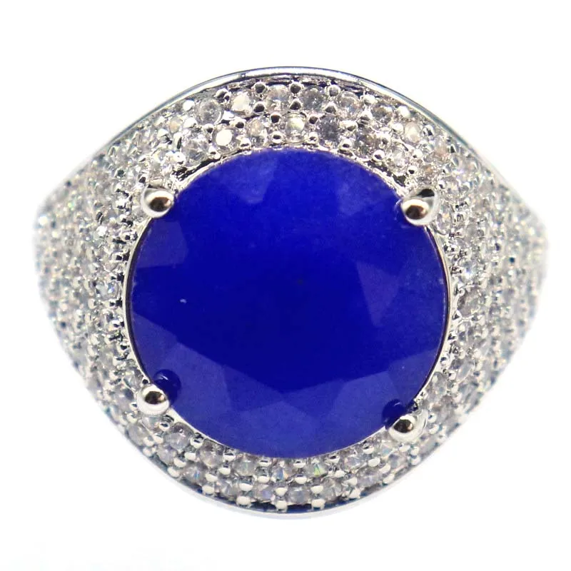 20 x 18 mm wunderschöne 5,6 g echte blaue Saphirgrün Smaragd Rot Rubin CZ Damen Verlobungsringe aus Silber