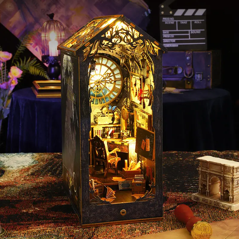 

New DIY 3D Wooden Book Nook Kit Bookshelf Insert Miniature Creative Model Building Kits for Adults Christmas Birthday Gifts