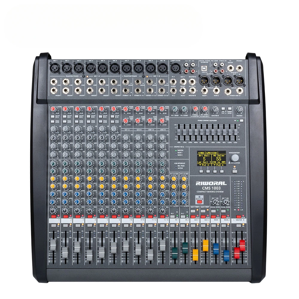 

Professional CMS1003 Audio Mixer 48 Sets Of Stereo Digital Effects 199 DSP USB Recording Good Quality Metal Stage Mixer