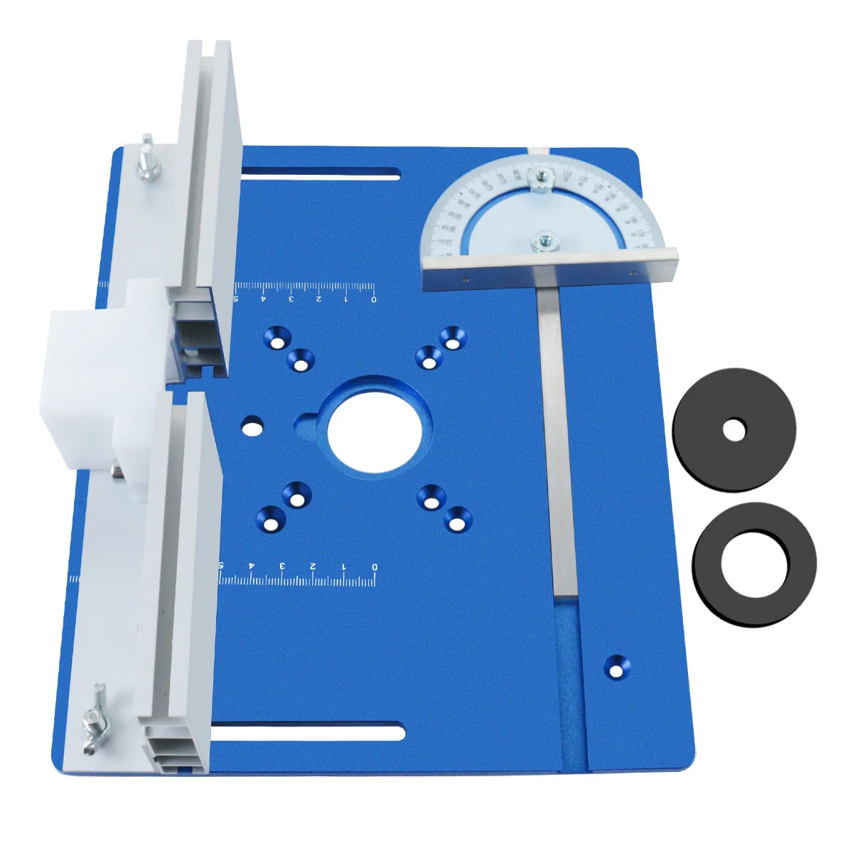 لوحة إدراج سطح المكتب لجهاز التوجيه من الألومنيوم، لوحة قلابة لجهاز توجيه مقاعد النجارة، أداة دعامة منزلقة لسياج الألومنيوم لعمال الخشب