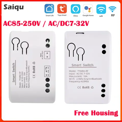WiFi Tuya Smart 1CH Switch 220V 10A Relay Module APP Remote Control 12V 24V 220V 85-250V RF433 Receiver Google Home Alexa
