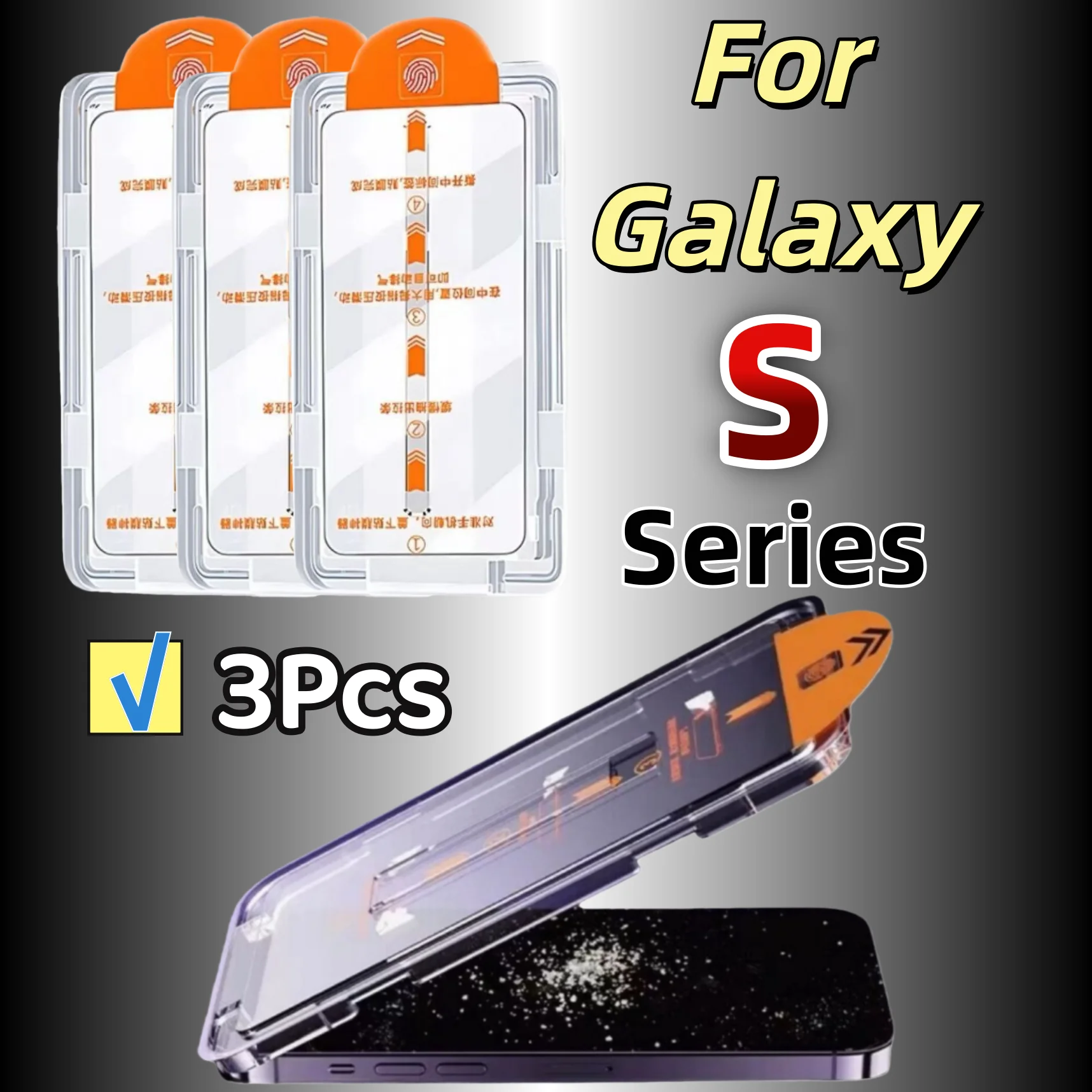 

3Pcs Tempered Glass Screen Protector for Galaxy S Series, HD Clear, Bubble-Free, Dust-Proof