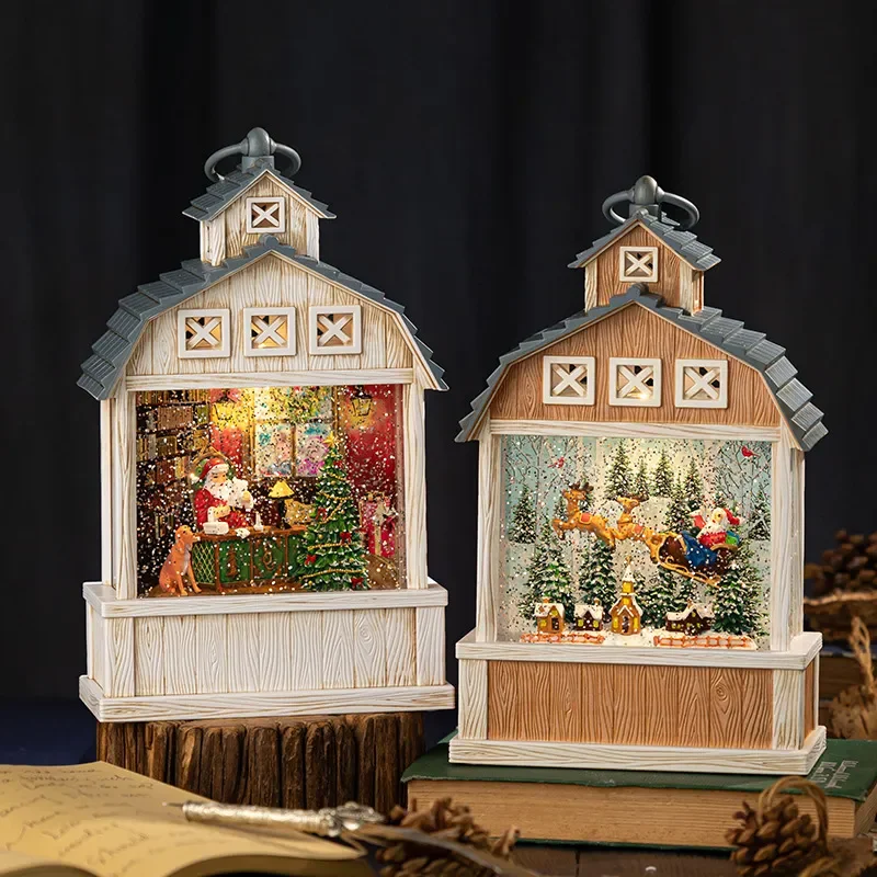 Christmas Snow Globe Music Box Rotating Santa Claus Crystal Ball Night Light Holiday Home Decoration Ornament Gift For Kids