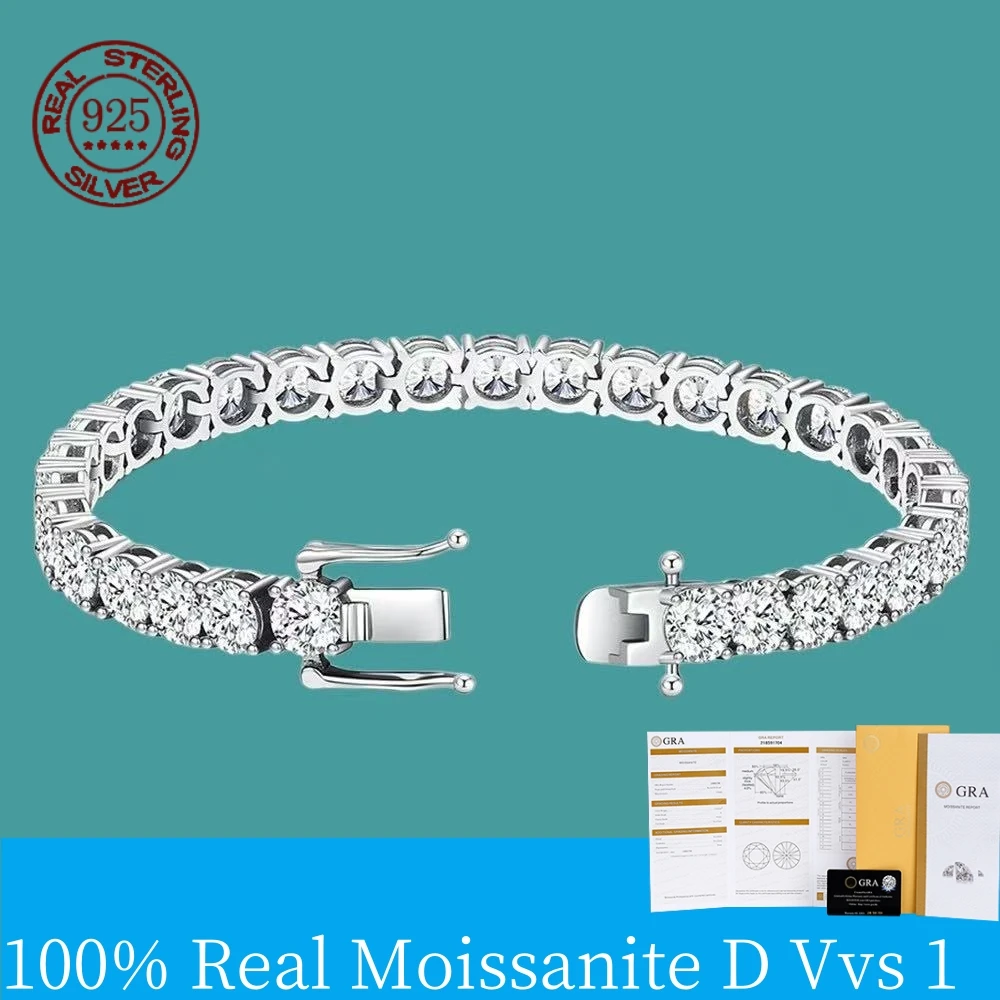 Factory Price Unisex Hip Hop Moissanite Tennis Chain for Women S925 Sterling Silver Gold Man Bracelet Hiphop Jewelry