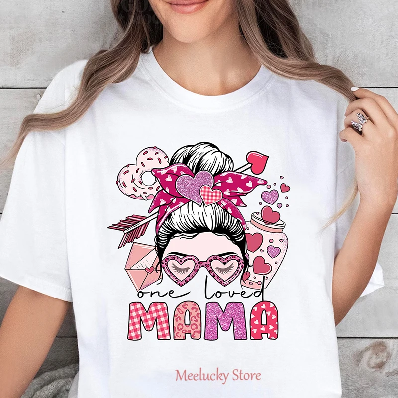 Mama cartoon fun print pattern summer age reducing women's T-shirt, full of youthful vitality in women's tops