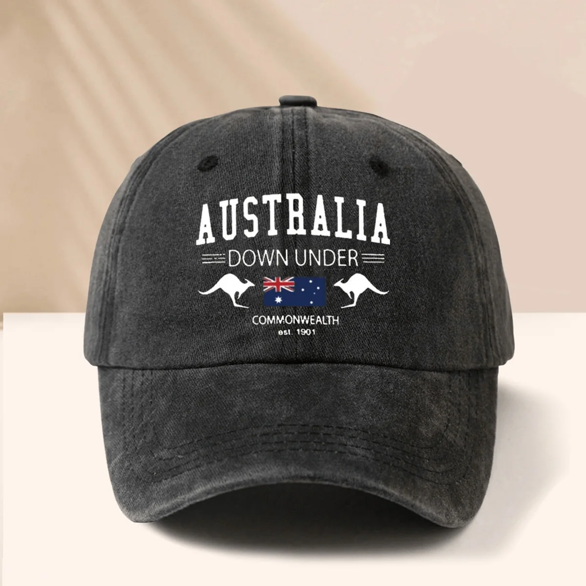 

Бейсболка с принтом "AUSTRALIA", 1 шт., простая и стильная, с мягкой впитывающей пот лентой, регулируемый размер, легкая.