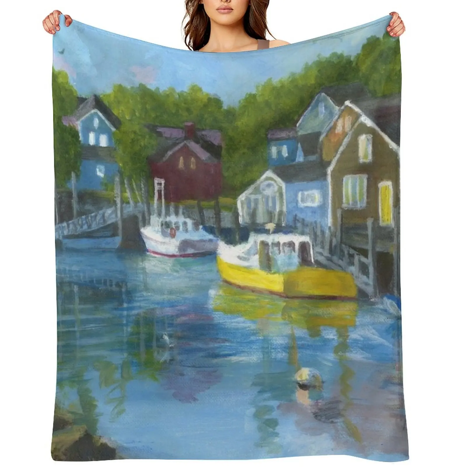 

Portsmouth New Hampshire View from Fish Coop on Pierce Island Throw Blanket heavy to sleep Stuffeds Plaid Quilt Blankets