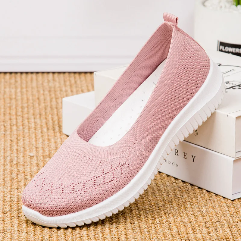 

NEW Summer Women Shoes Knitted Sock Women's Sneakers Slip on Shoes Lightweight Flats Plus Size Women Sports Shoes