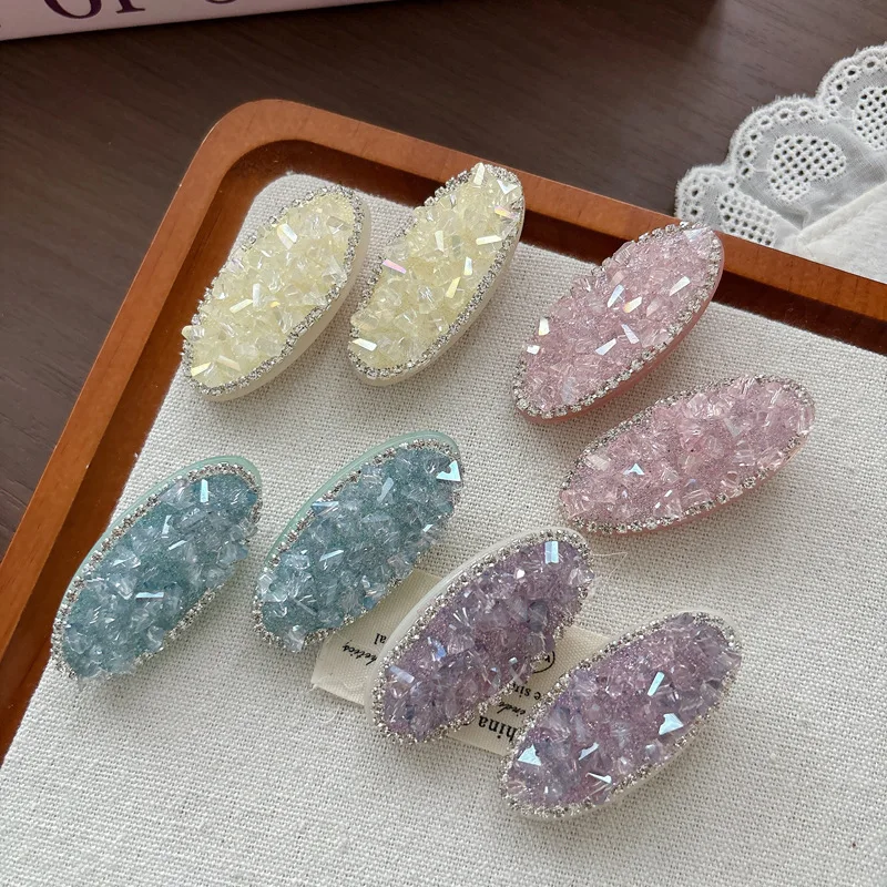 

Изящные овальные заколки-зажимы Sweet Crystal для челки и мелких прядей, универсальные аксессуары для укладки волос для девочек