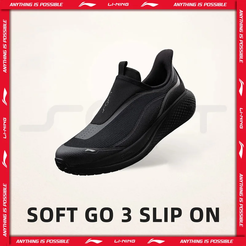 

Li-Ning Men's SOFT GO 3 SLIP ON Lifestyle Shoes COMFOAM Breathable Wear-resistant Walking Shoes LiNing Casual Sneakers AGLW009