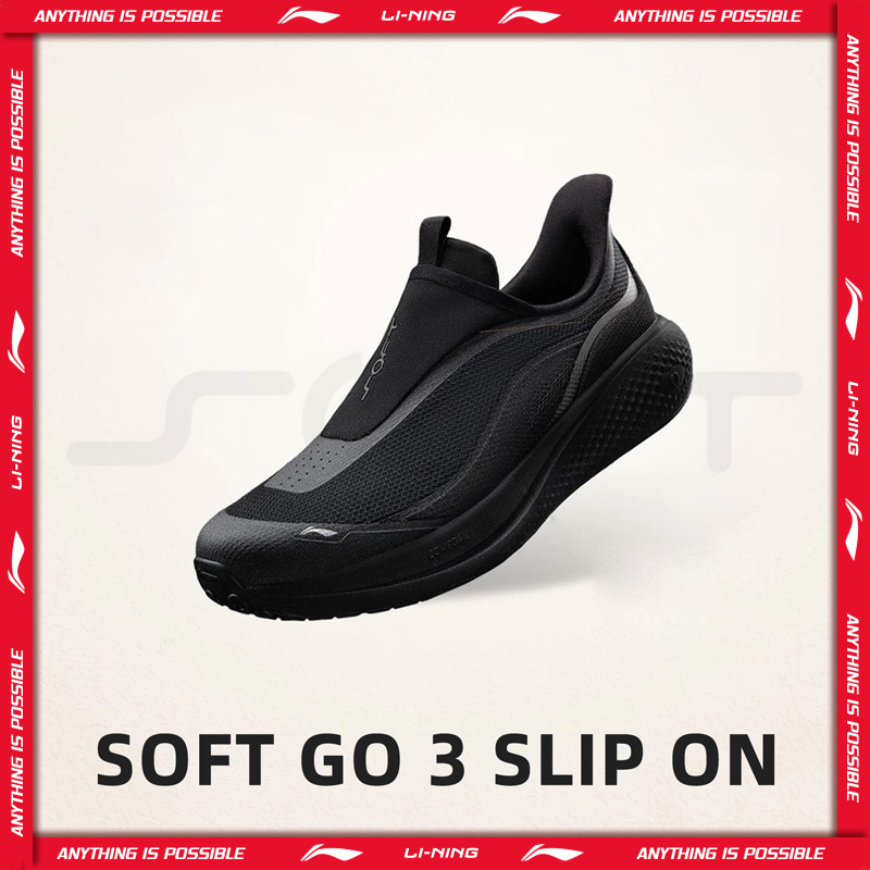  Li-Ning Men's SOFT GO 3 SLIP ON Lifestyle Shoes COMFOAM Breathable Wear-resistant Walking Shoes LiNing Casual Sneakers AGLW009 