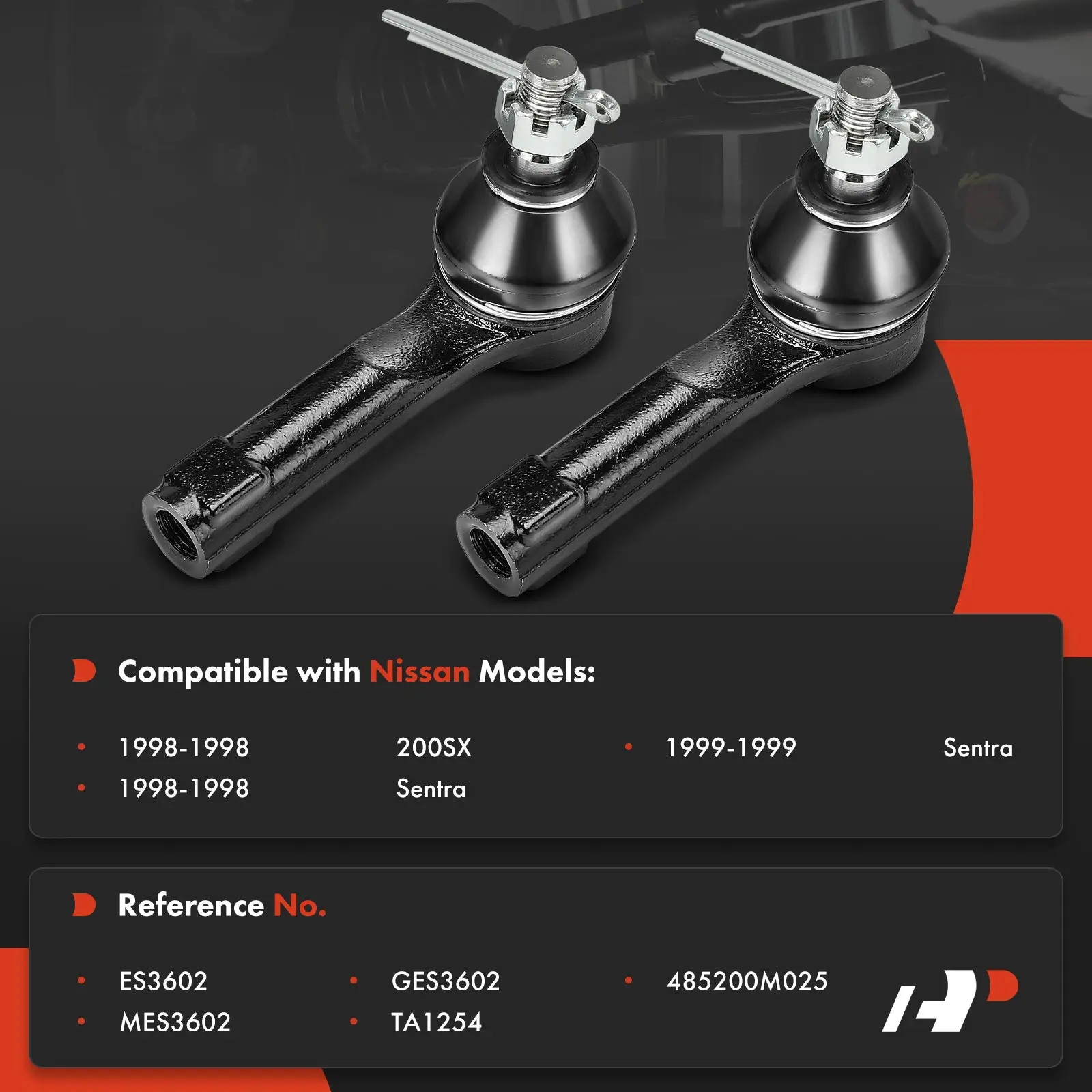 A-Premium 2x Front Outer Side Tie Rod End for Nissan Sentra 1998-1999 200SX 1998