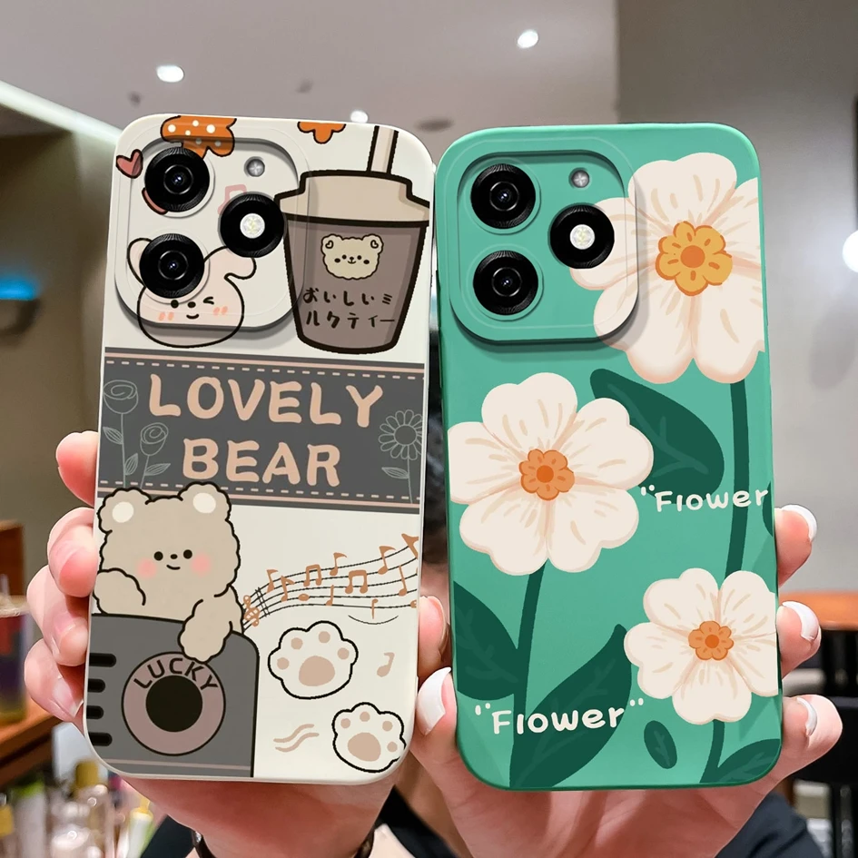 Phone Cases For Itel P55 P 55 4G A666L Covers Fashion Pretty Flower High Quality Soft Silicone Shockproof Anti Drop Bumper Shell