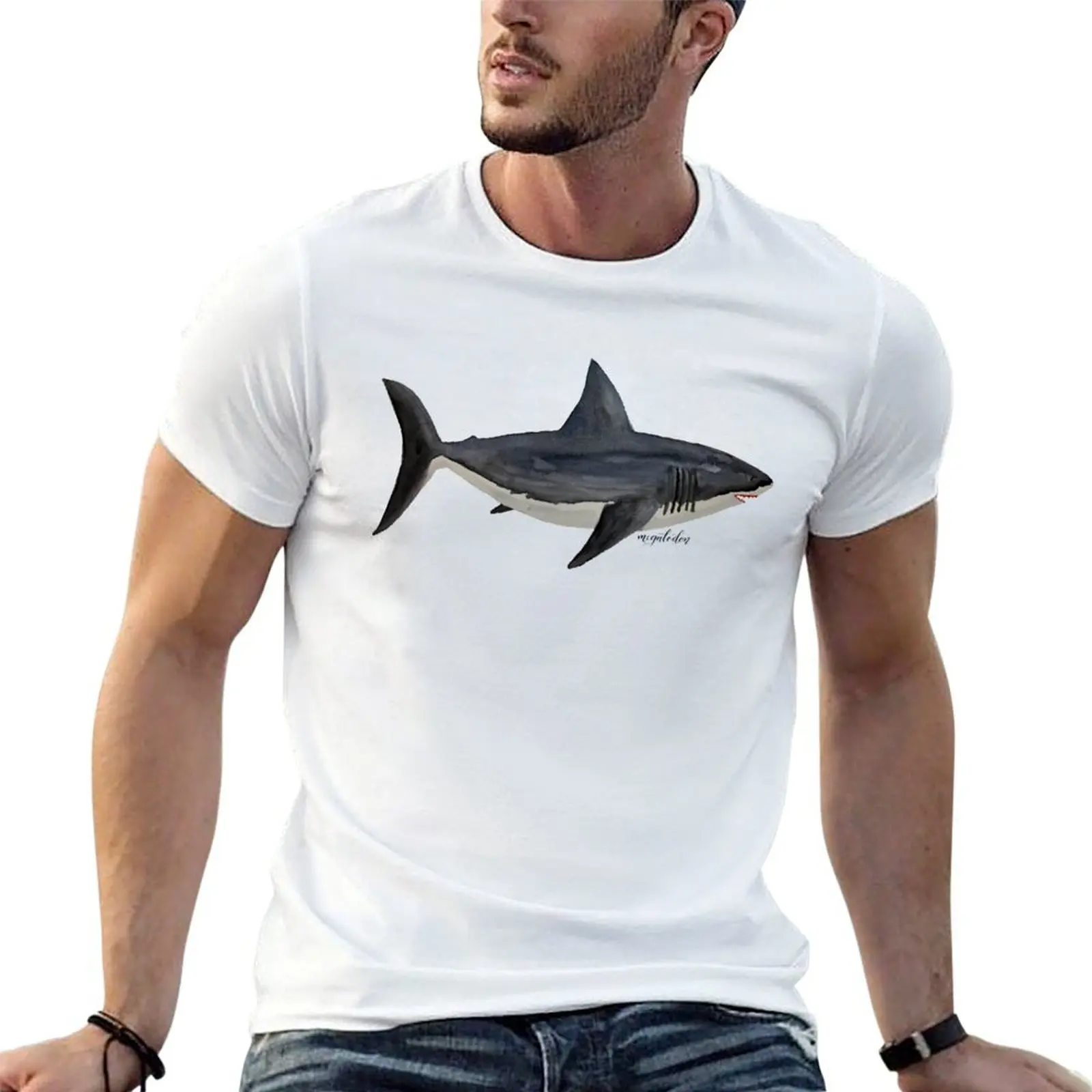 Megalodon - prehistoric monster shark T-Shirt Abstract Pattern Print Top