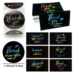 High Quality Thank Pattern Black Laser Gift Card Thank You for Your Order Sticker Commercial Greeting Card Paper Gift Decoration