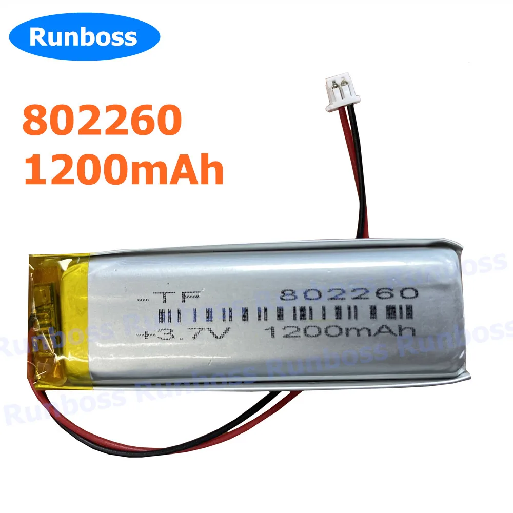 3.7V 1200mAh 802260 802060 702060 1.25mm Battery For LED Lamp bluetooth speaker GPS Navigator DVD Recorder Headset E-book Camera