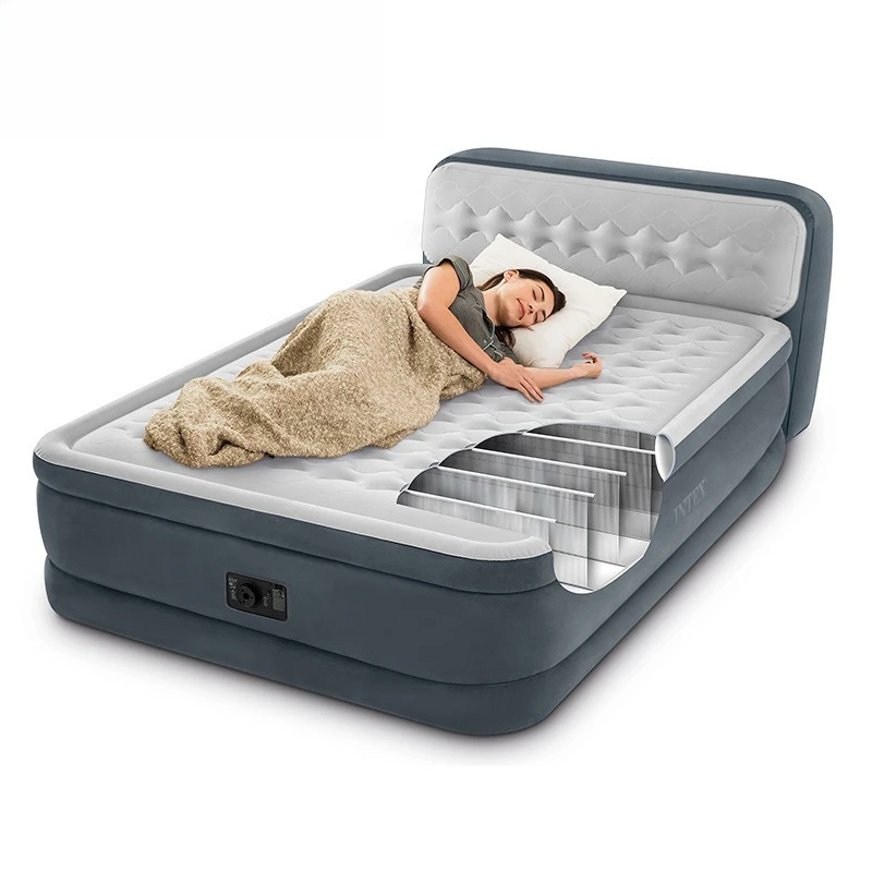 64448 Flocking built-in electric pump inflatable mattress household outdoor portable folding pvc modern simplicity