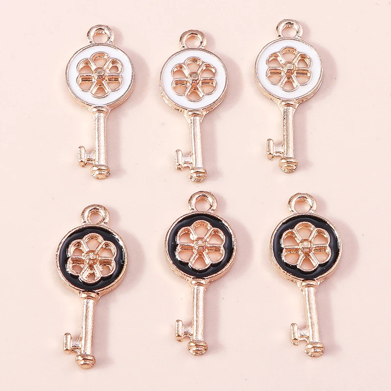 20pcs 10x25mm Cute Enamel Key Charms Pendants for Making Drop Earrings Necklaces Keychains DIY Crafts Jewelry Accessories ﻿