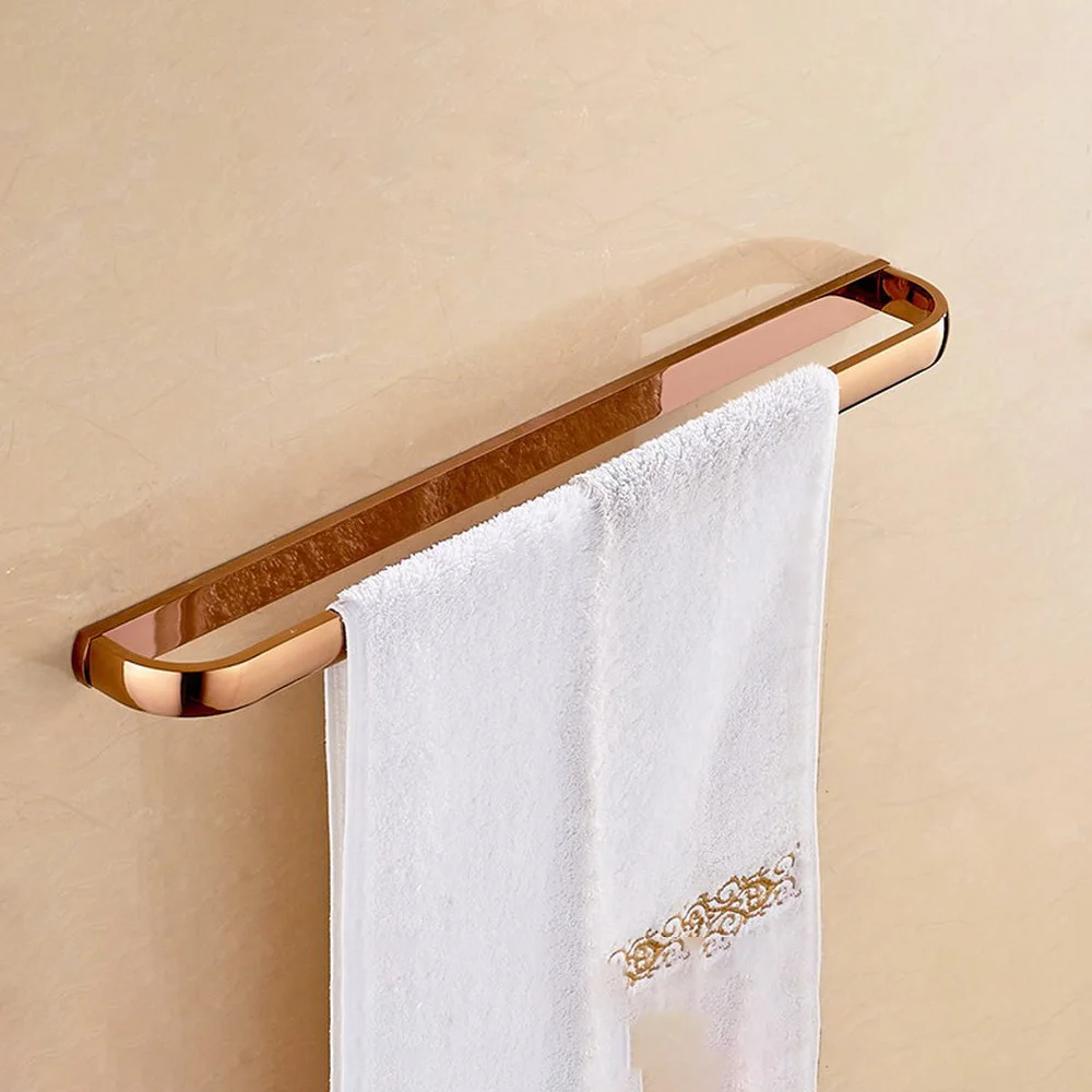 

Rose Gold Color Brass Wall Mounted Bathroom Hardware Single Towel Rail Bar Holder Dba867