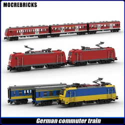 City Railway Germany Commuter Train MOC Building Block High Speed Train Passenger Carriage Sets Assembly Model Brick Toys Gifts