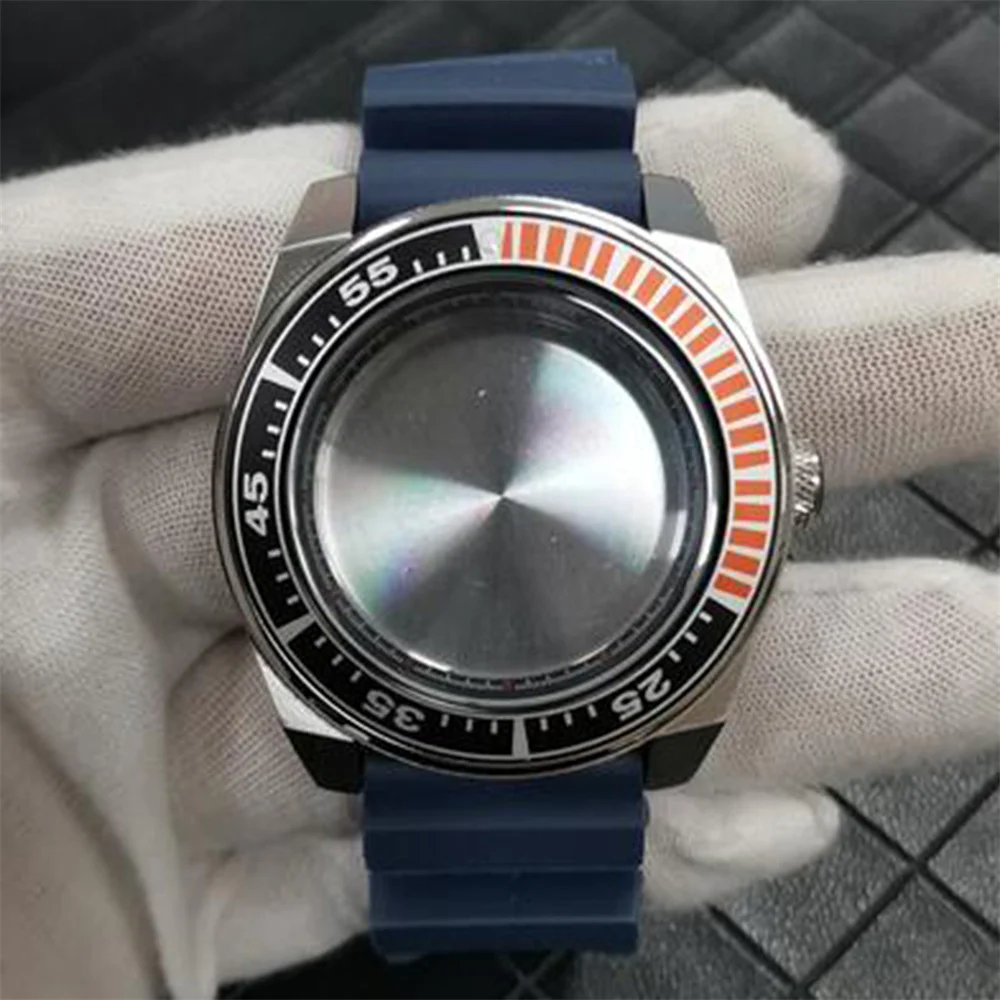 Stainless Steel Case Dual Color Aluminum Bezel Dark Blue Strap Steel Buckle Black Inner Ring For NH35/NH36 Movement