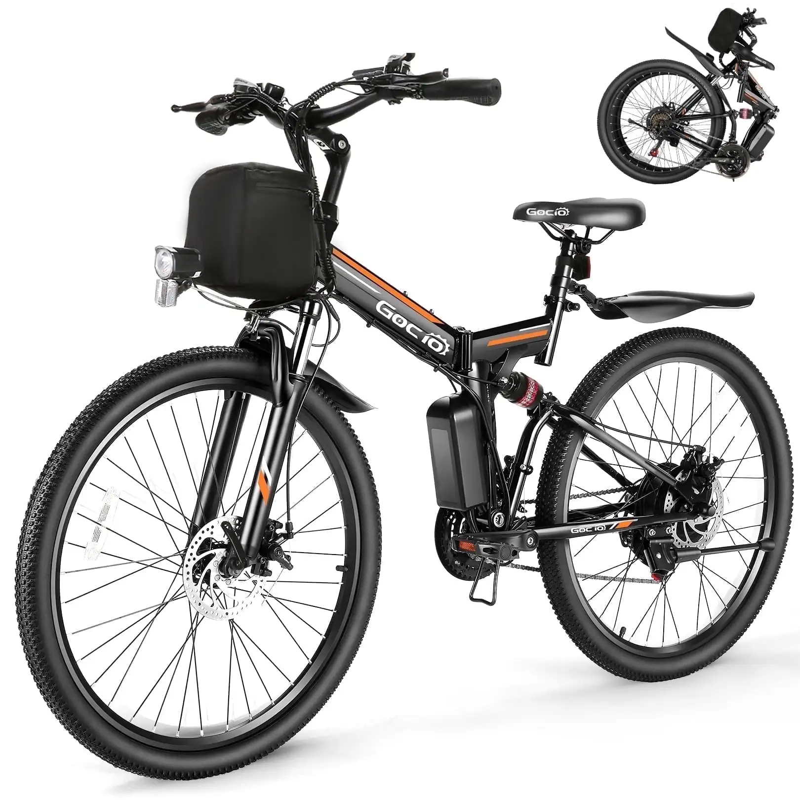 

750W Folding Electric Mountain Bike, 48V 7.8AH Removable Battery, Dual Disc Brakes, 21-Speed, 26inch ebike