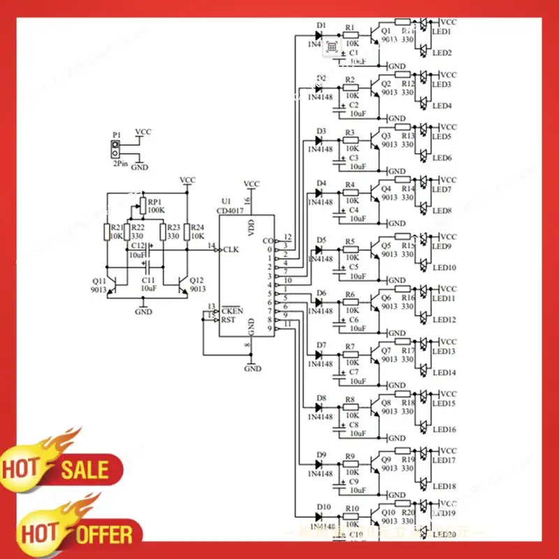 Lámpara Led de agua con gradiente de anillo B47C CD4017, Kit electrónico Diy, piezas de producción de soldadura divertidas para entrenamiento y enseñanza