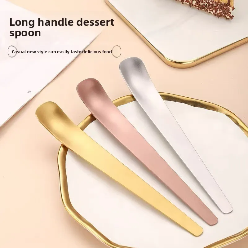 

304 Stainless Steel Long Handle Spoons - Ice Cream & Dessert Spoon Set for Cake, Yogurt, Coffee Stirring