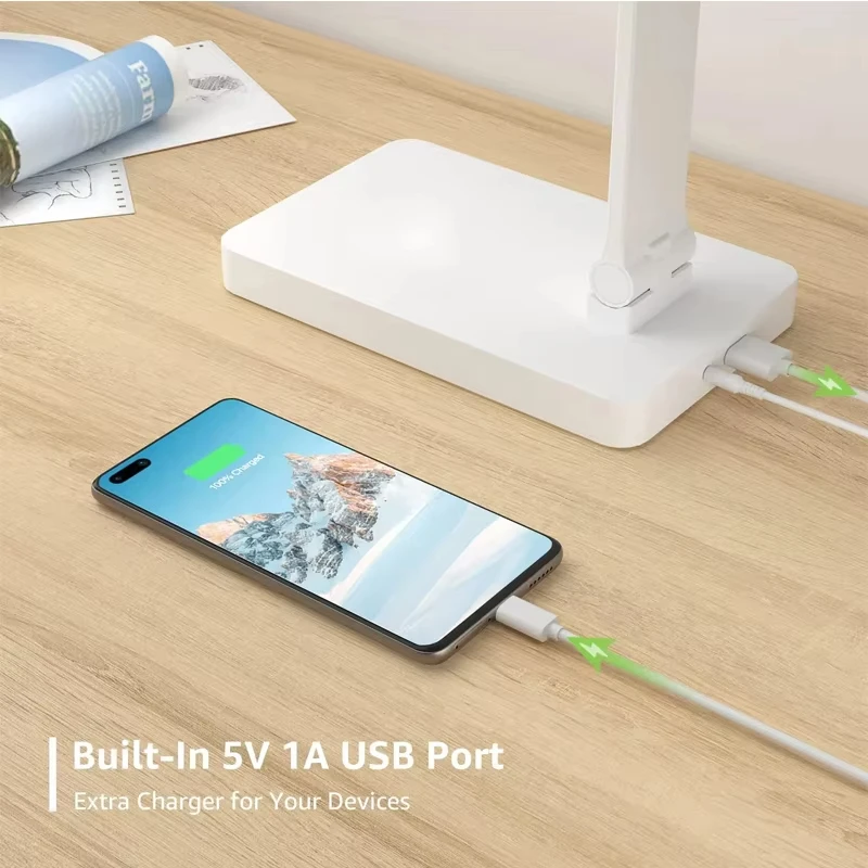 Imagem -05 - Xiaomi Mijia Lâmpada de Mesa Dobrável Usb Plug-in Toque Regulável Luz Noturna Dormitório Estudante Proteção para os Olhos Quarto Lâmpada de Mesa Led