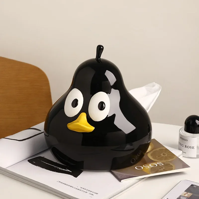Ceramic Tissue Box: Creative Cartoon Duck and Pear-Shaped Tissue Box,Decorative Ornament,Living Room and Bedroom Tissue Box
