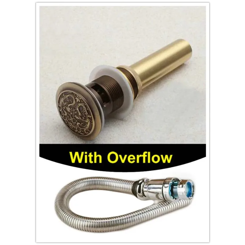 Solid Brass Drainer and Hose Package With Overflow Wall Mounted P-Trap Bottle Trap Big Cap Pop Up Bathroom Sink Drain