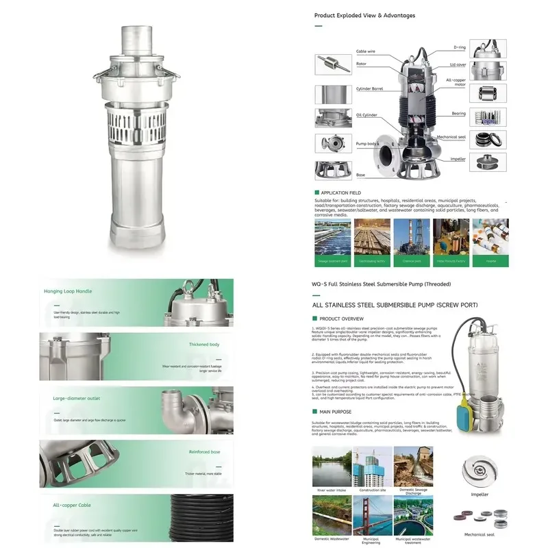 Stainless Steel Submersible Pump Fountain Water Treatment Machinery
