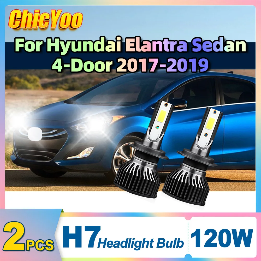 

2 шт. H7 светодиодная лампа для мотоциклетных фар 20000LM, фара для мотоцикла 12 В 6000 К для Hyundai Elantra Sedan 4-дверная 2017 2018 2019