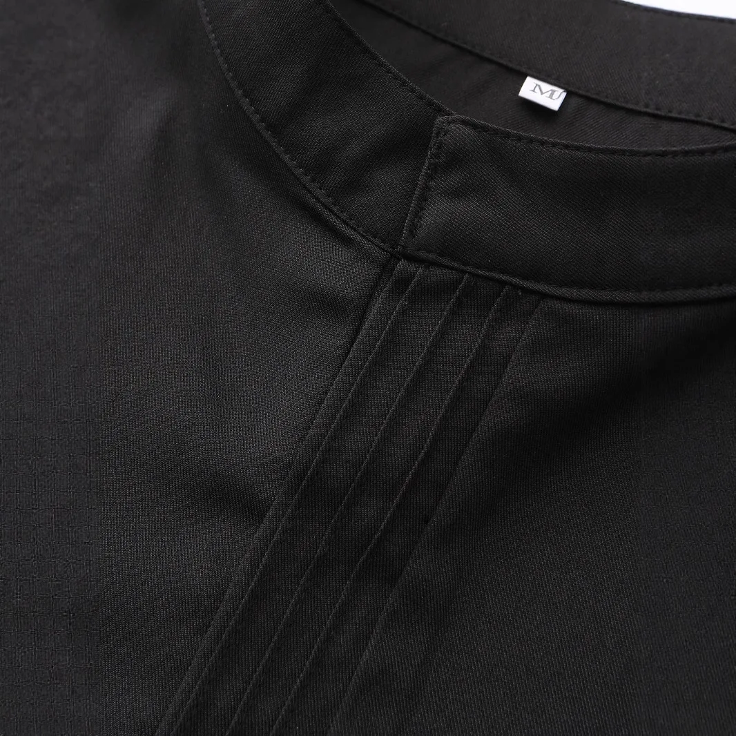 Dubai Turkey Muslim Men Kaftan Robe Solid Color Loose Small Stand Collar Design Thobe 927-104 Ramadan Dubai Luxury Islam Elegant