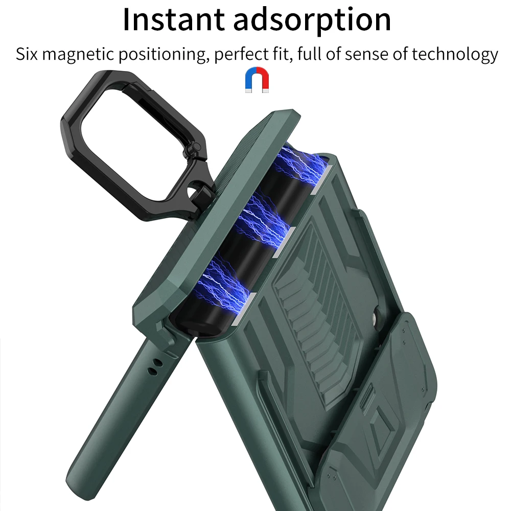 For Samsung Galaxy Z Flip 4 Phone Case Back Slide Camera Protection ring holder Hard Cover Galaxy Z Flip 3 Magnetic Hinge Case