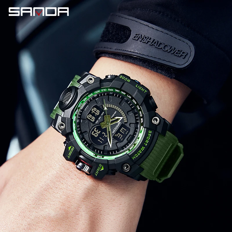 SANDA 3132 2025 New Men's Watches Luxury Brand 50M Waterproof Sports Military Quartz Watch For Male Wristwatch Relogio Masculino