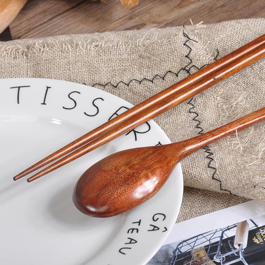 

4Sets Wooden Tableware Set Japanese Style Chopstick Spoon Set for Camping Hiking Outdoor Travel Home Restaurant Hotel